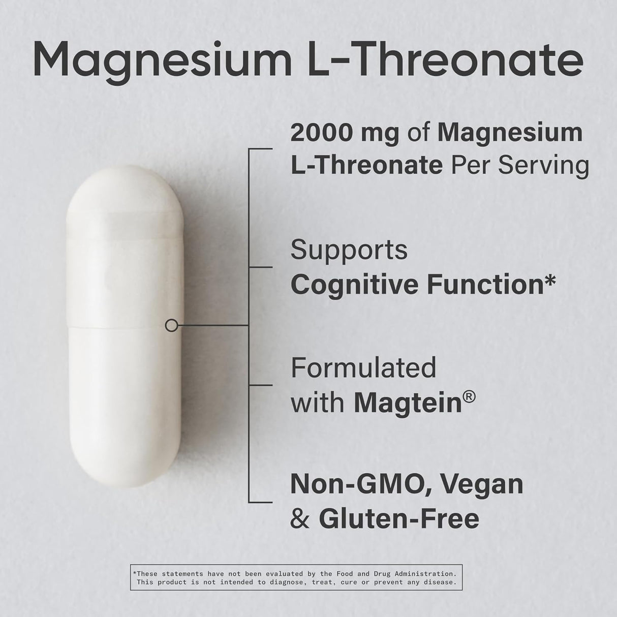 Sports Research Magnesium L-Threonate (Magtein) | 2000mg | 90 Capsules