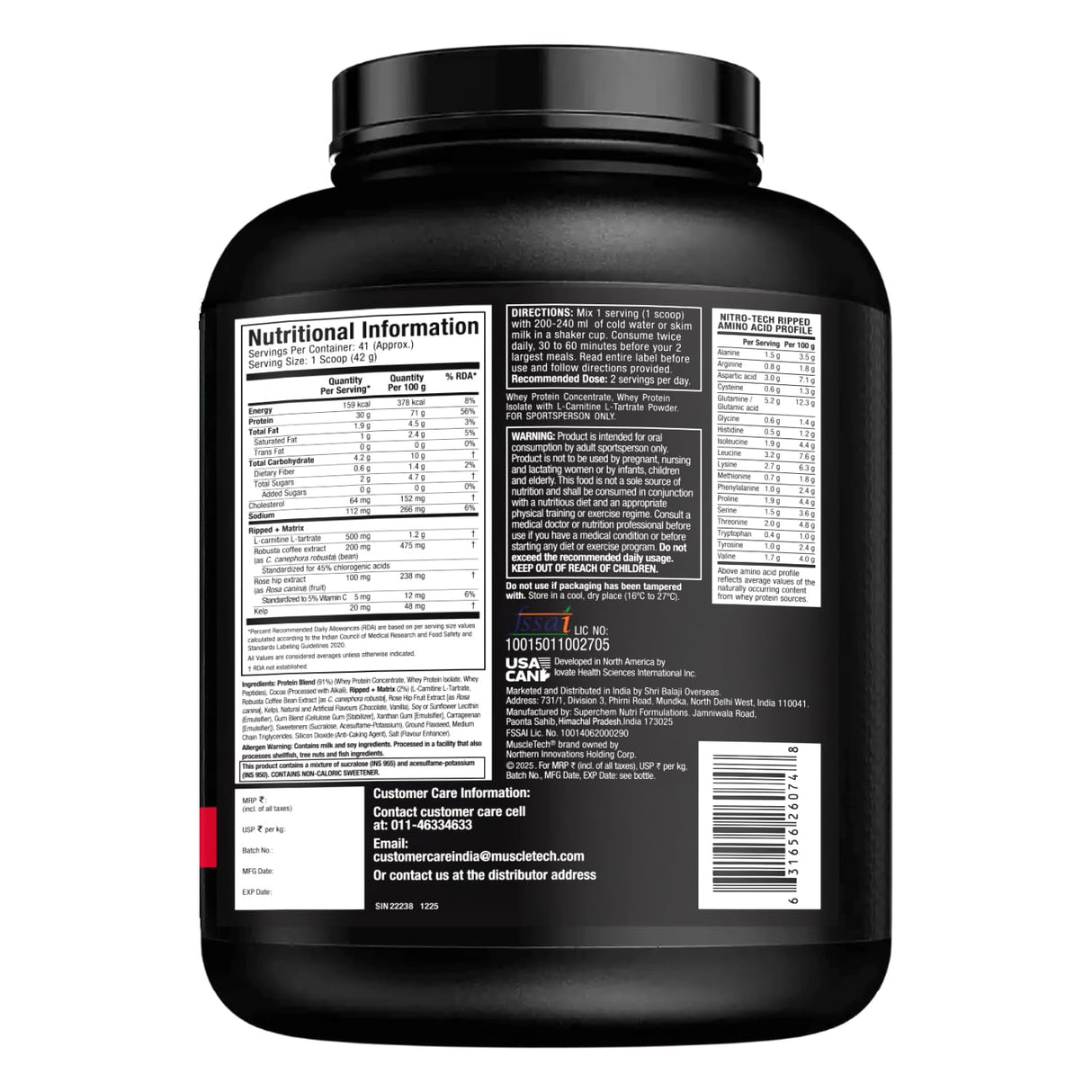Muscletech Nitro-Tech Ripped 3.8 Lbs (1.72Kg) - 42 Servings