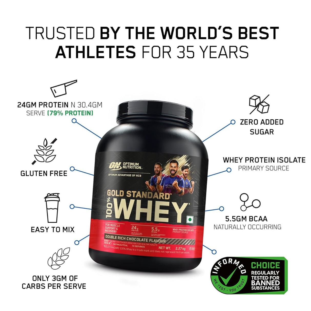 Optimum Nutrition (ON) Gold Standard 100% Whey 5 Lbs