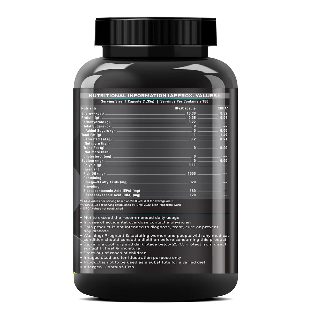 MuscleBlaze Fish Oil - 180 Servings, 1000 mg (180mg EPA and 120mg DHA)