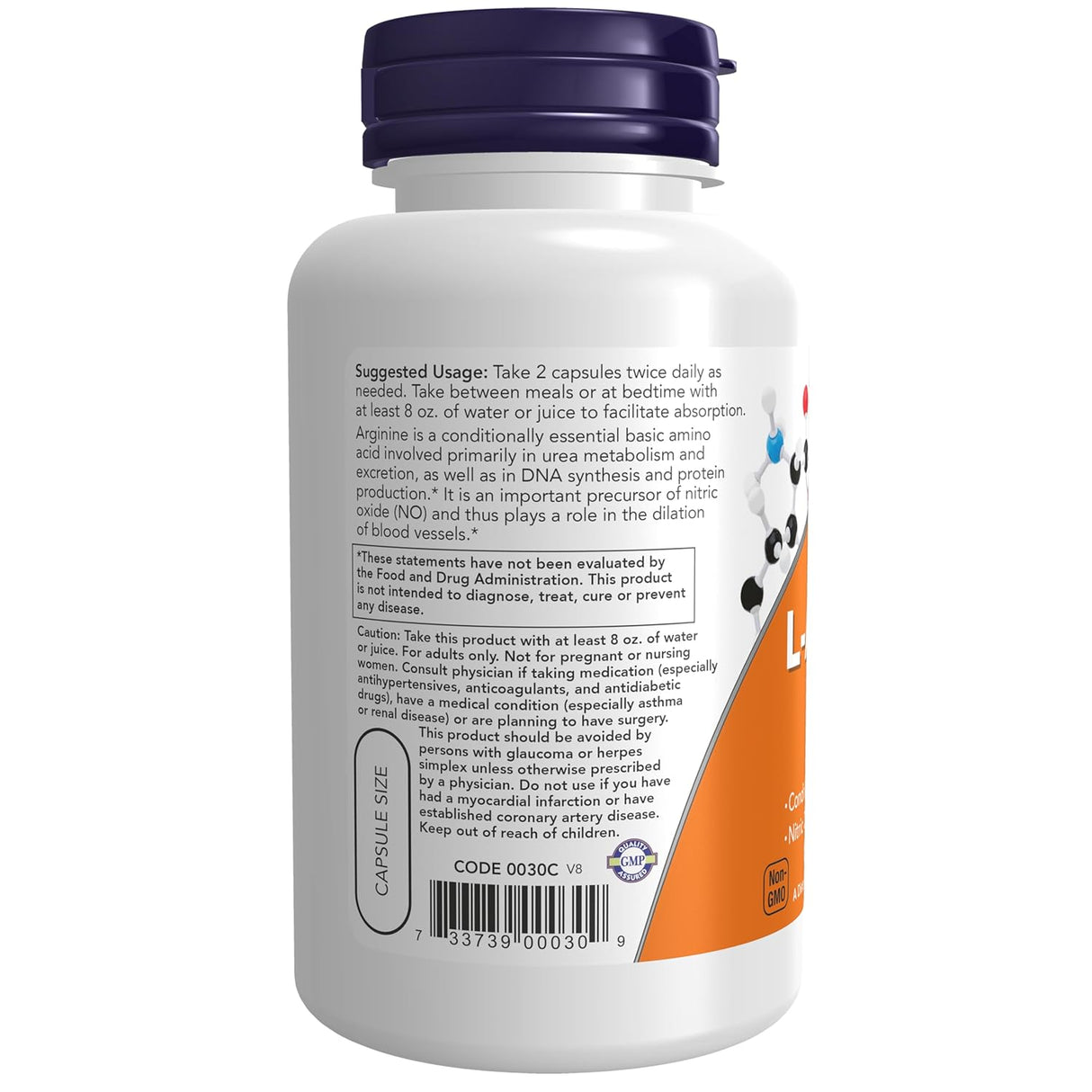 Now Foods L-Arginine 500mg Supplement | 100 Veg Capsules