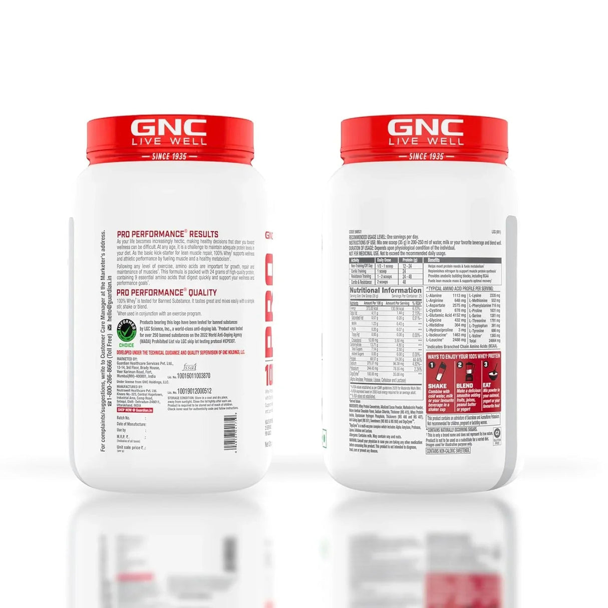 GNC Pro Performance 100% Whey Protein 2 Lbs + Nutristar Micronized CREA Gold Creatine Monohydrate 250g (83 Servings) - Lean Muscle Starter Stack
