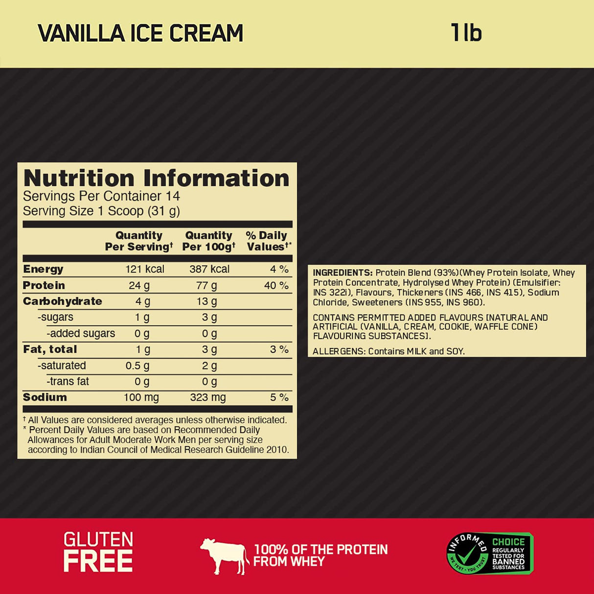 Optimum Nutrition (ON) Gold Standard 100% Whey 1 Lbs