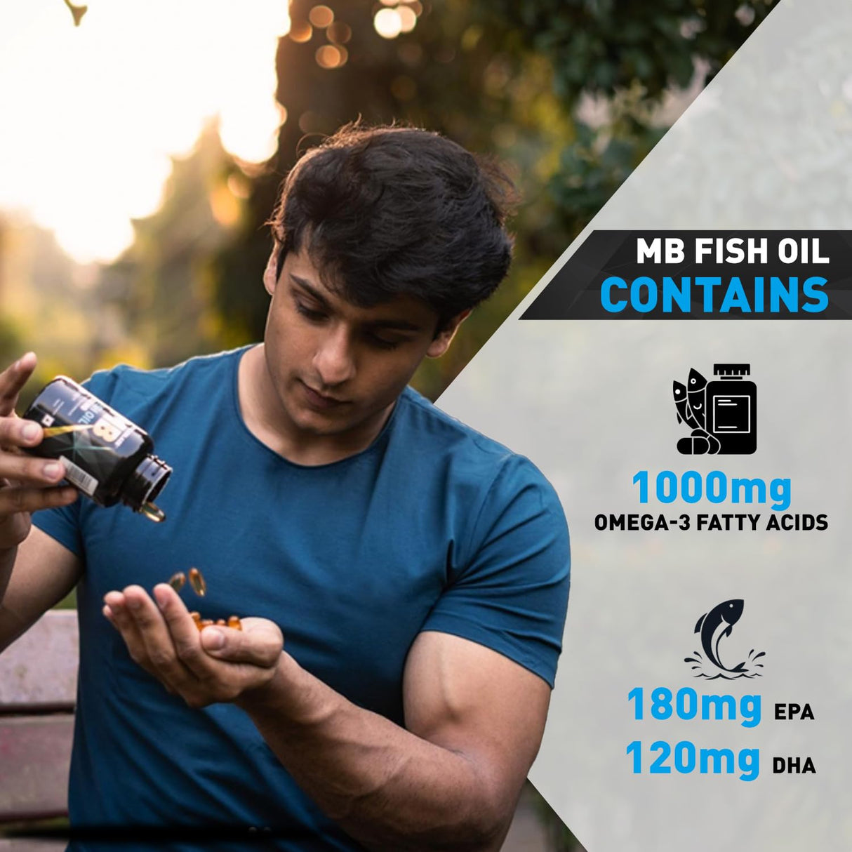 MuscleBlaze Omega 3 Fish Oil, 1000 mg (180 mg EPA and 120 mg DHA) - 60 Servings