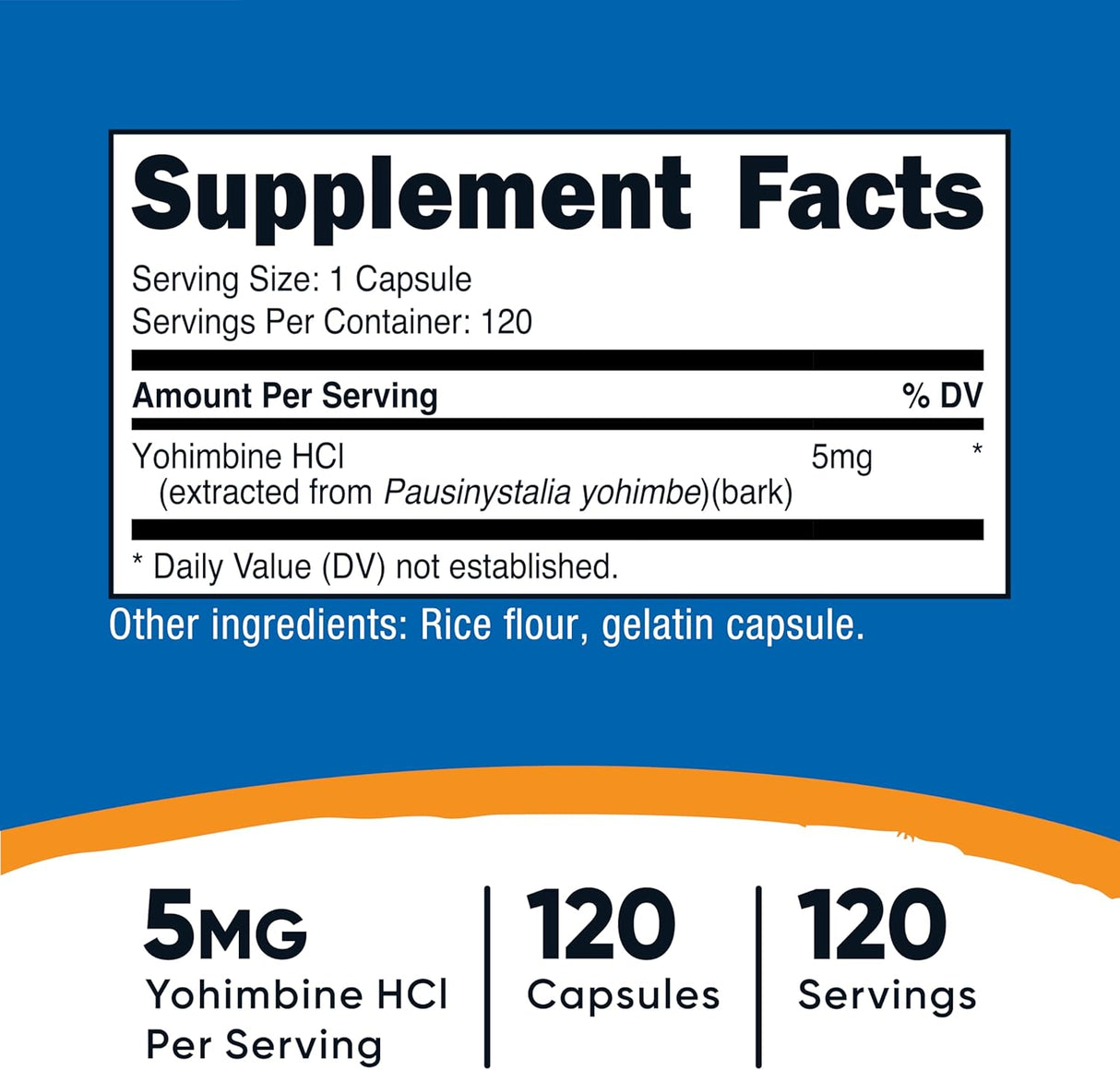 Nutricost Yohimbine HCl 5mg | Gluten Free, Non-GMO | 120 Capsules