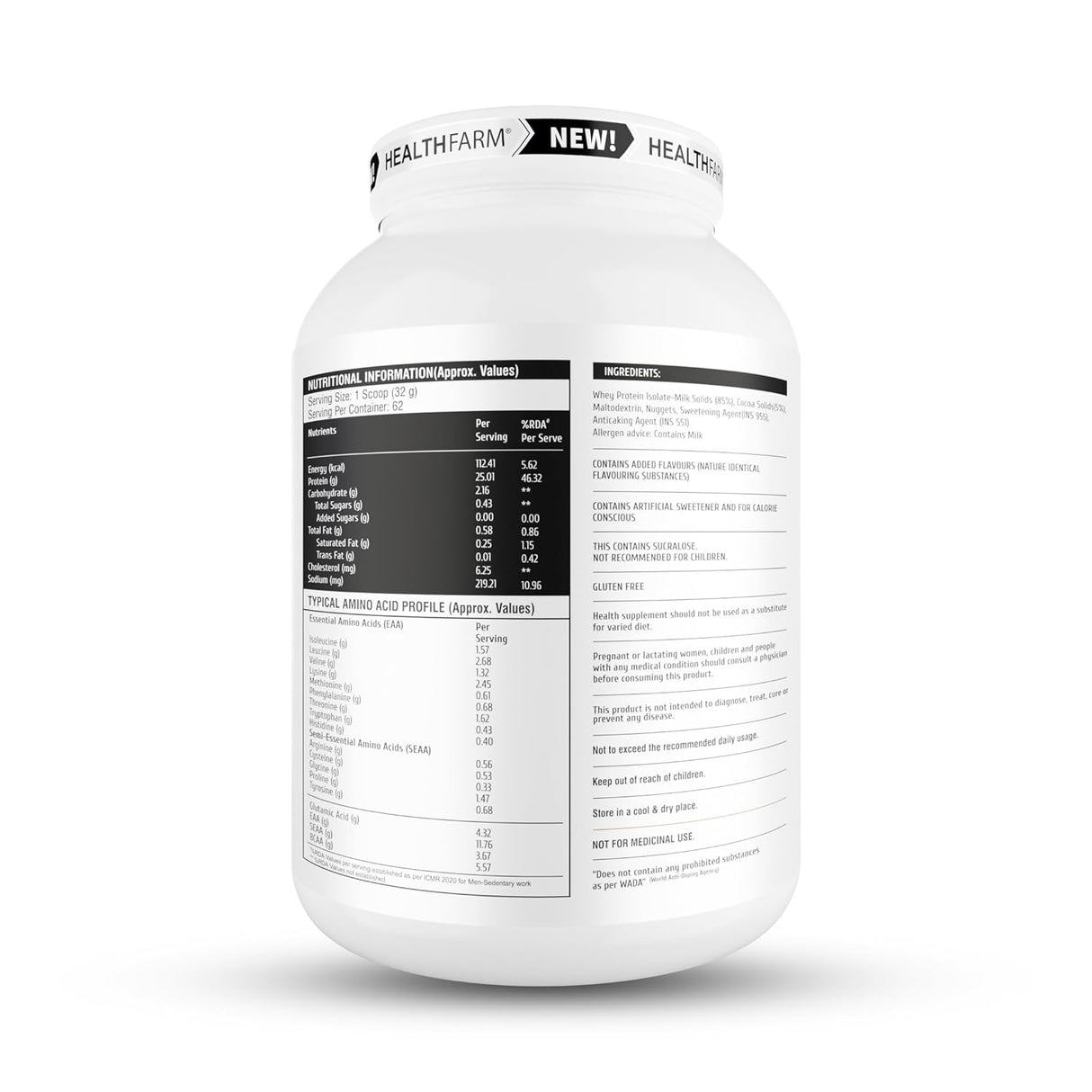 Healthfarm Isopro Zero 100% Whey Protein Isolate | Fast Recovery | 2 Kg (4.4 lbs)