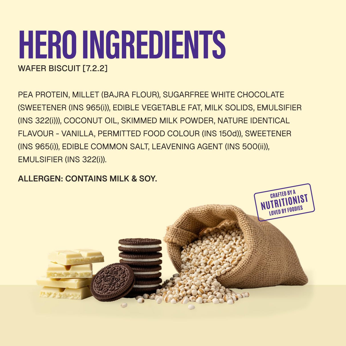 PHAB Protein Wafer Bar Cookies & Cream | 10g Protein | Millet-Based Snack | Pack of 10