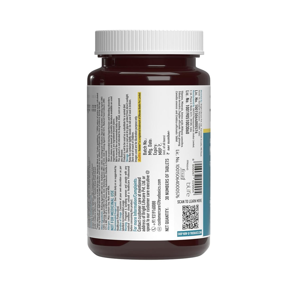 TrueBasics Advanced Multivitamin for Sports with Amino Acids | 30 Tablets