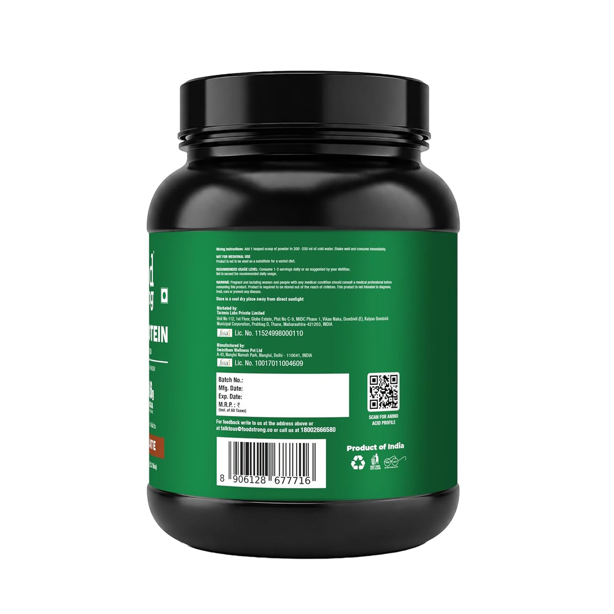 Foodstrong Pea Protein Powder | Complete Plant Protein | 25g Protein | 1kg