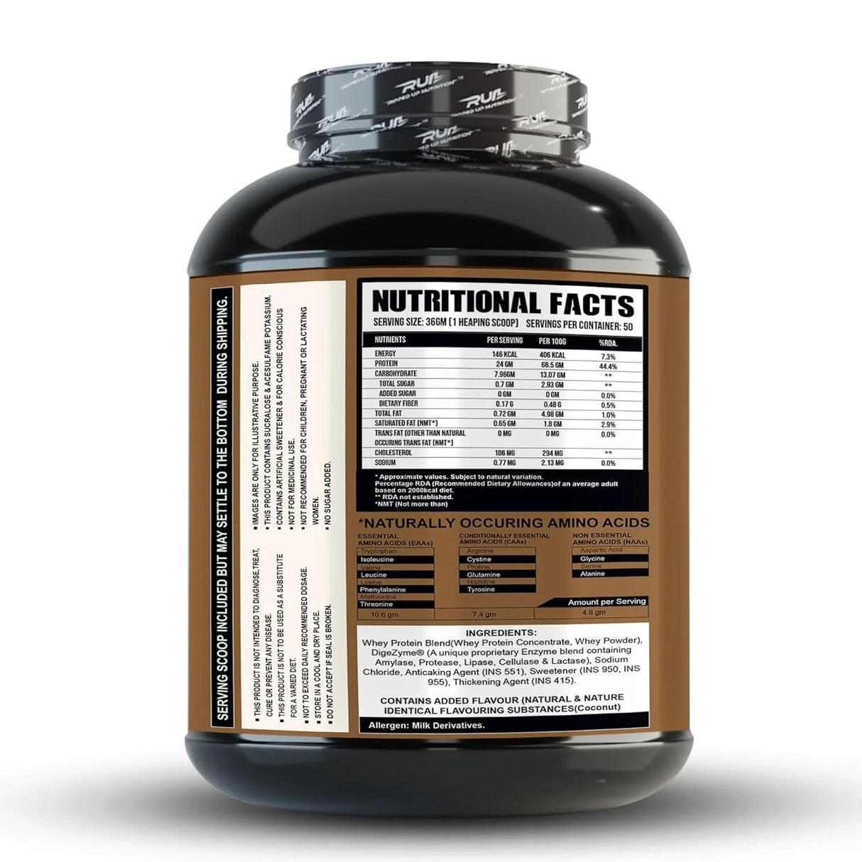 Ripped Up Nutrition Muscle Whey | 24g Protein, Low Carb Formula | 1.8 Kg, 50 Servings