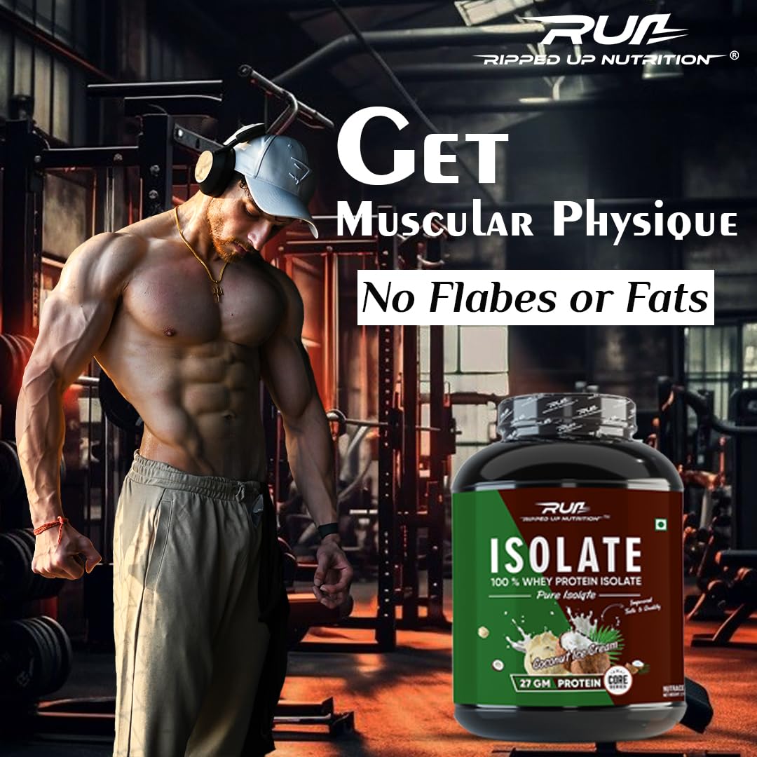 Ripped Up Nutrition 100% Whey Protein Isolate | 27g Protein, Low Carb & Fat | 1 Kg, 30 Servings