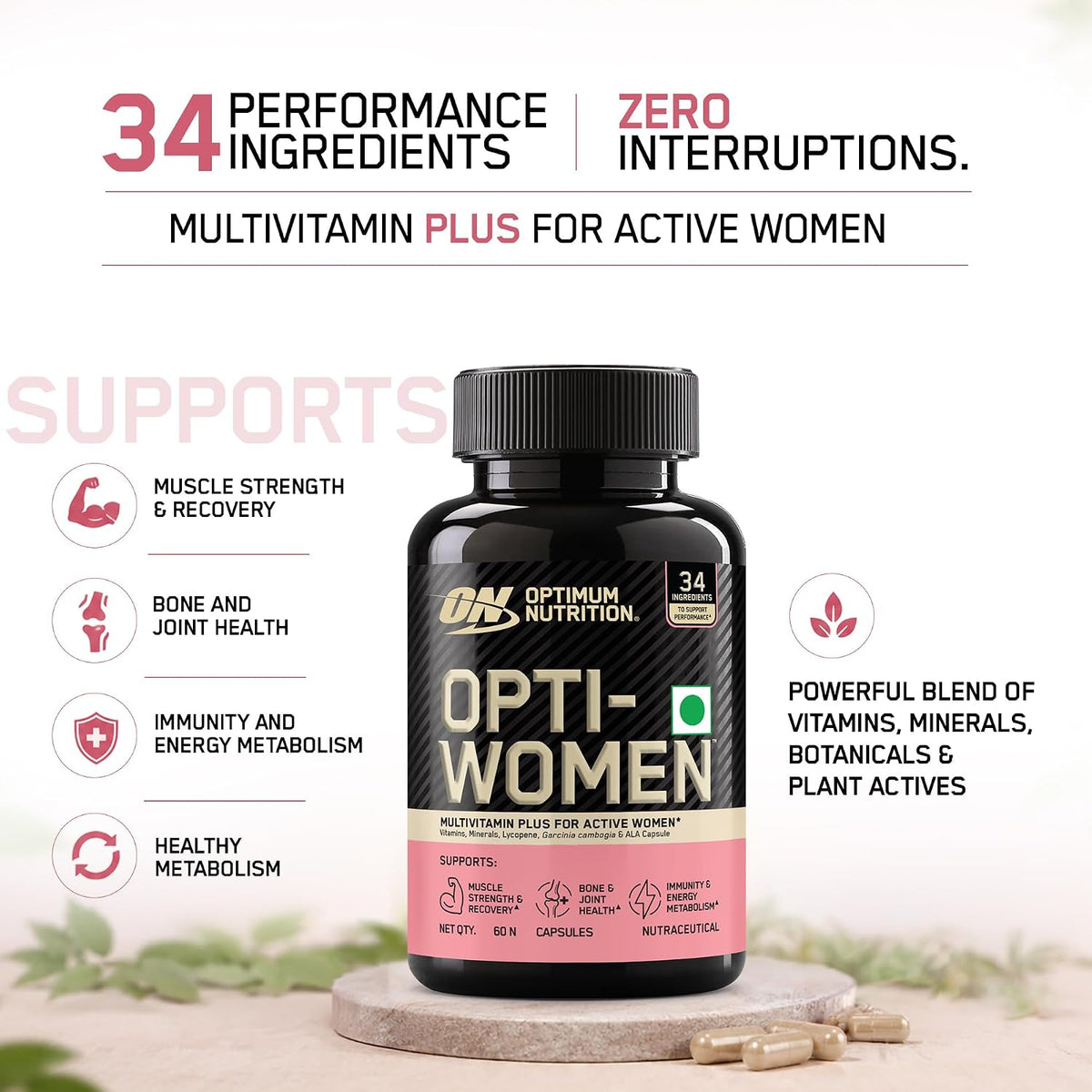 Optimum Nutrition (ON) Opti-Women Multivitamin Plus for Women | 60 Capsules