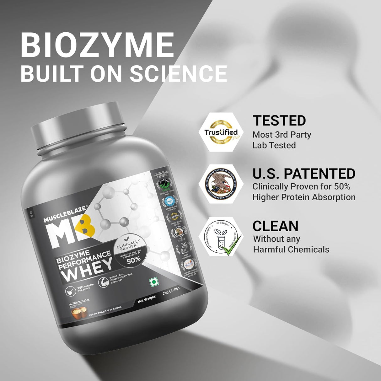 MuscleBlaze Biozyme Performance Whey - 4.4 Lbs