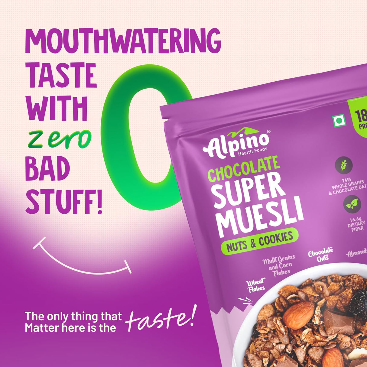 Alpino Super Muesli (Whole Grain Breakfast Cereal) - 400 gm
