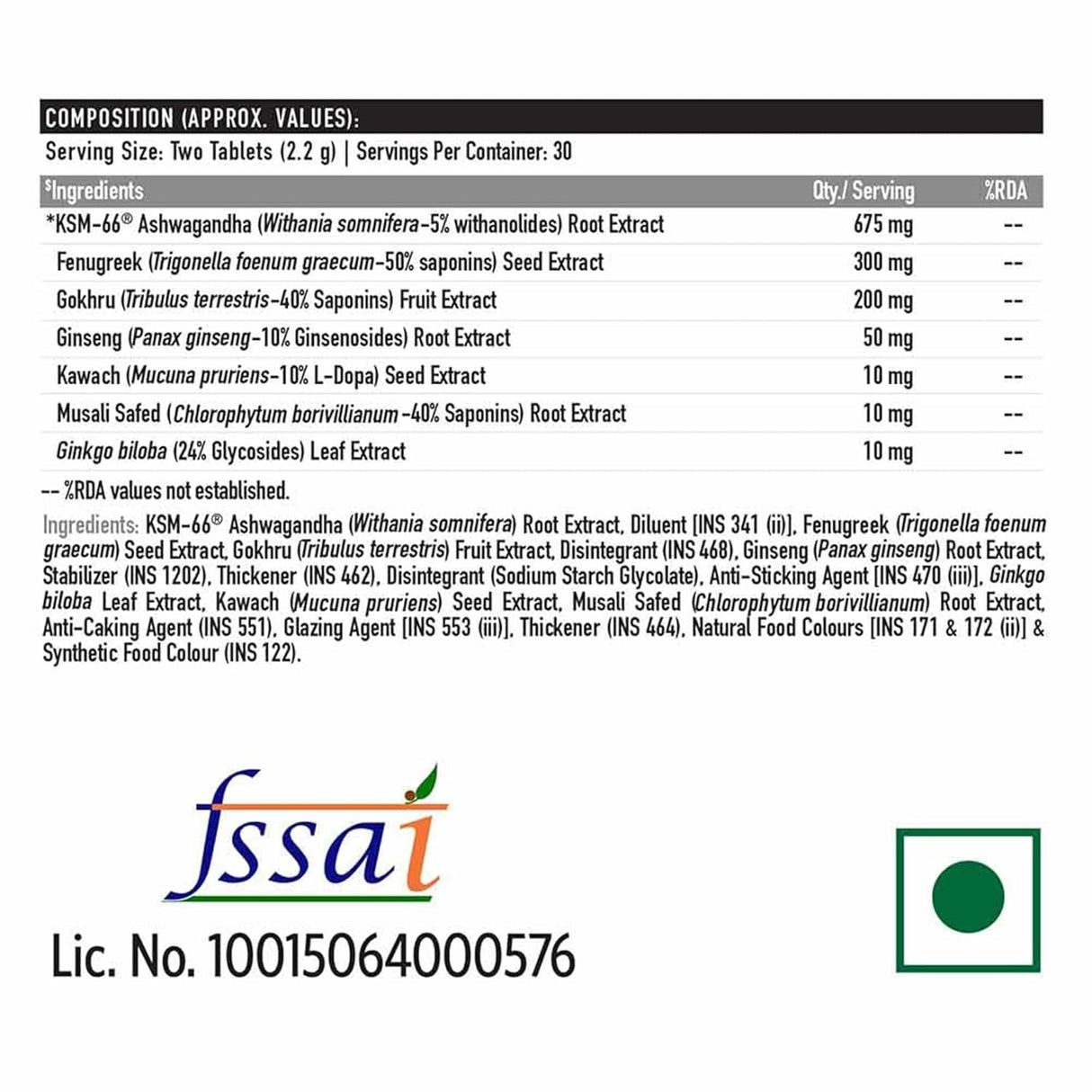 TrueBasics T-Boost for Men | KSM-66 Ashwagandha, Safed Musli, Gokshura & Ginseng | 120 Capsules