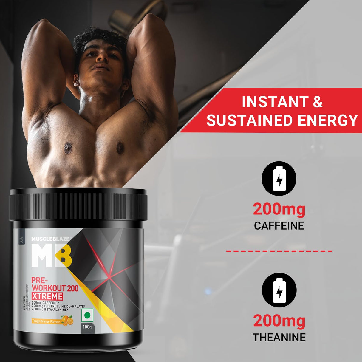 MuscleBlaze PRE Workout 200 Xtreme, 100 g - 15 Servings