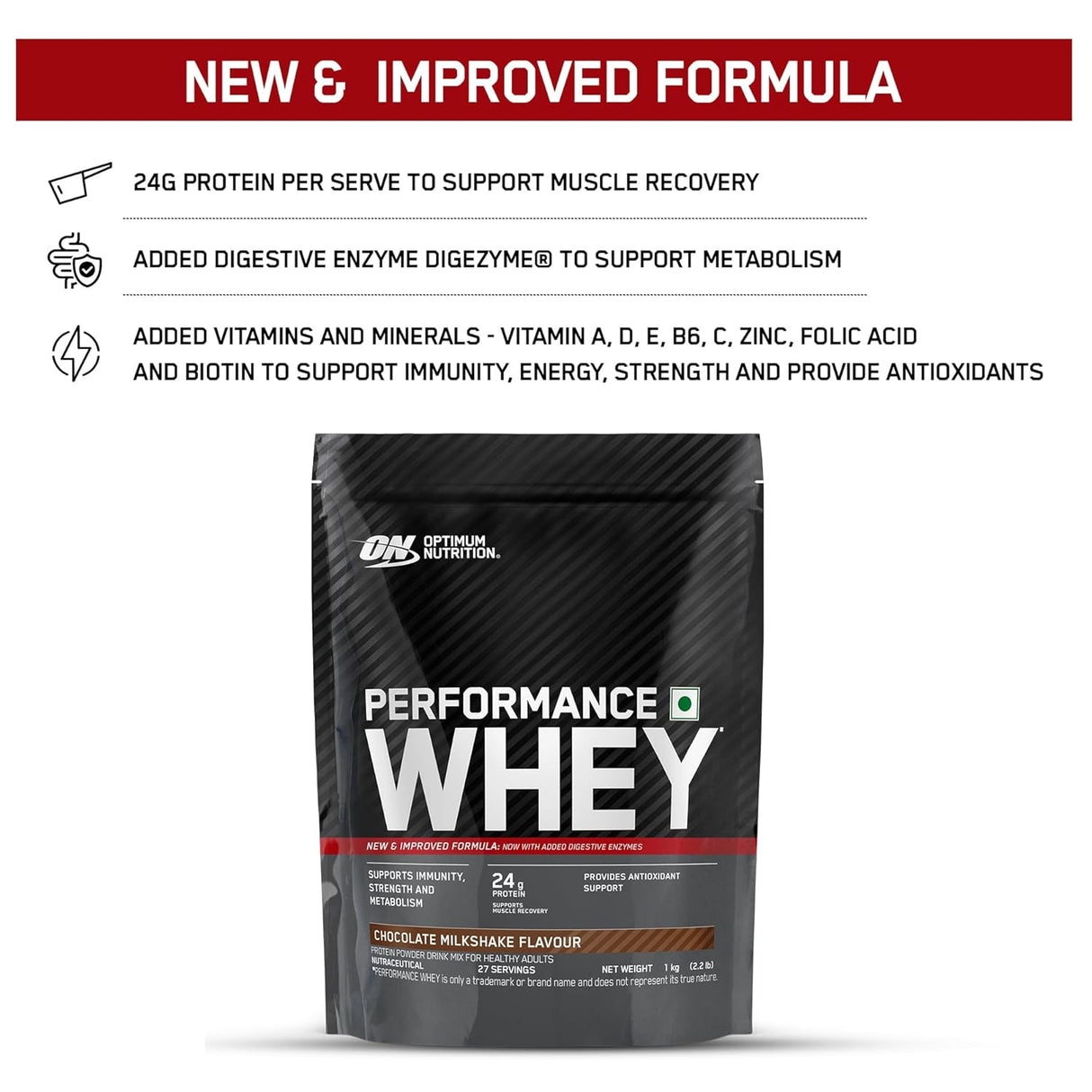 Optimum Nutrition (ON) Performance Whey Protein Powder , 1 kg