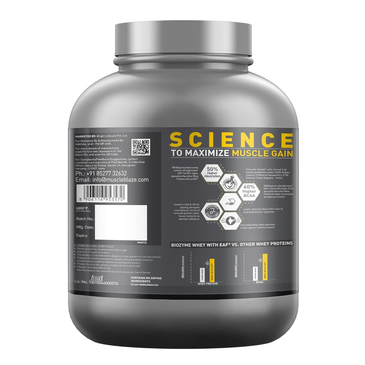 MuscleBlaze Biozyme Performance Whey - 4.4 Lbs