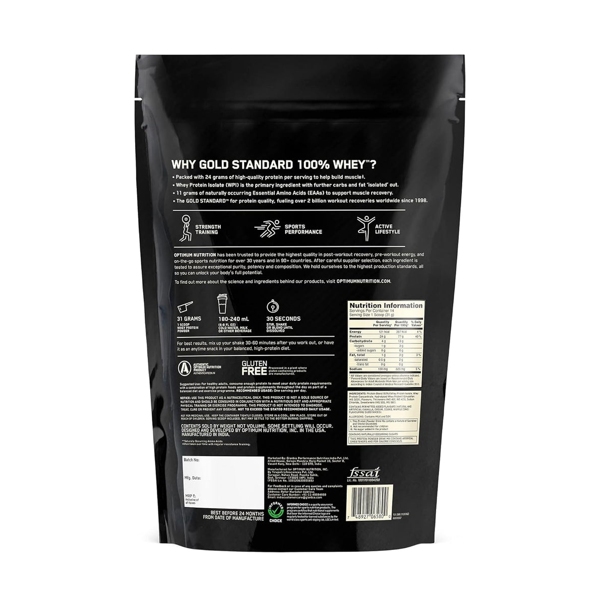 Optimum Nutrition (ON) Gold Standard 100% Whey 1 Lbs