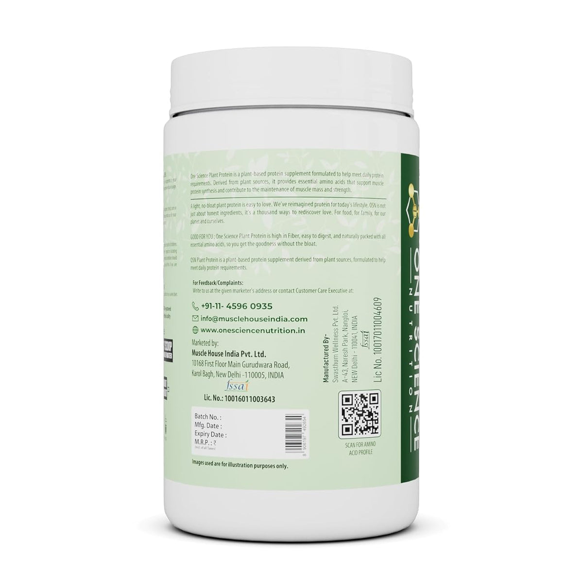 One Science Nutrition Plant Protein – Pea Protein Isolate Powder 1kg | 25 Servings