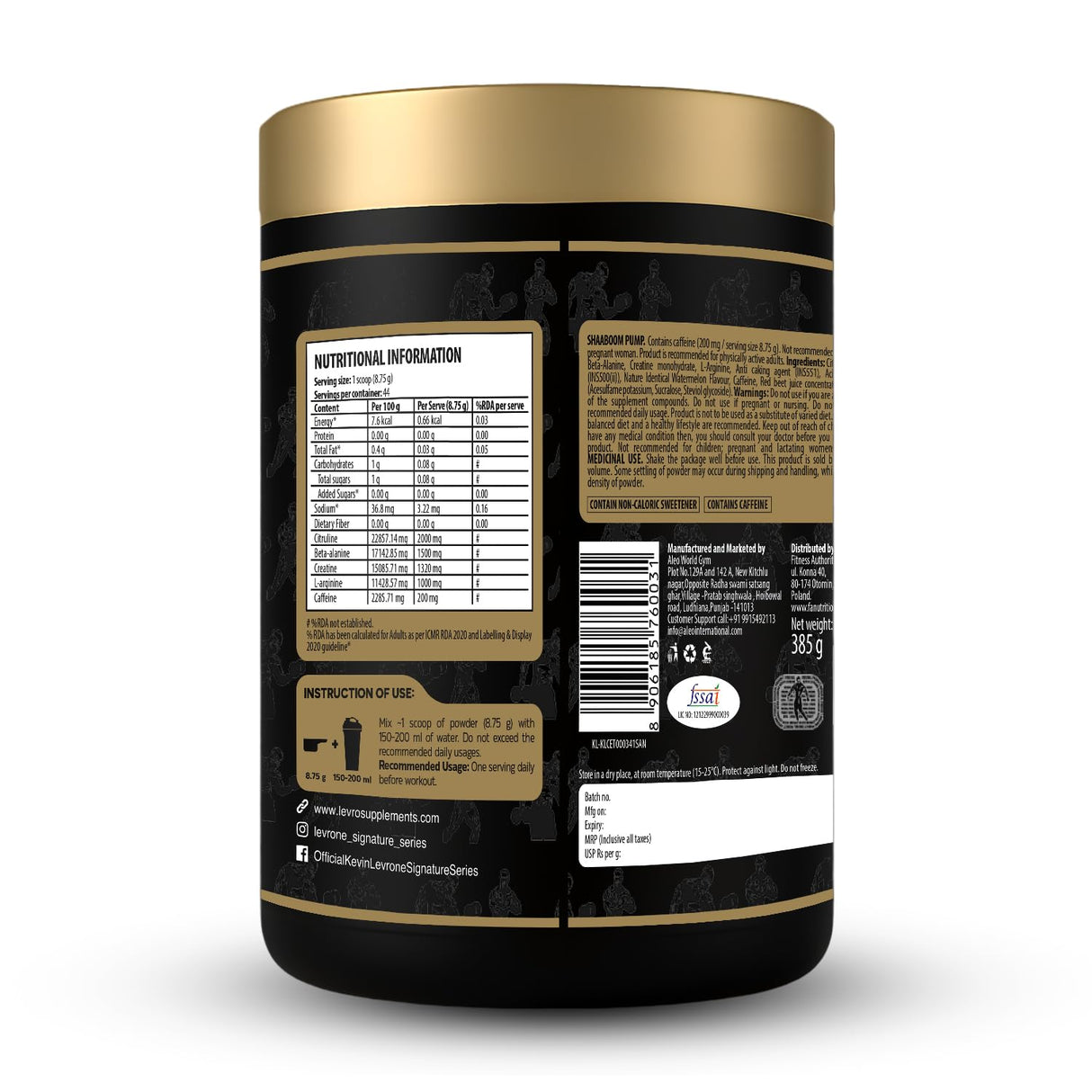 Kevin Levrone Shaboom Pump , 385 Gm ( 44 Servings )