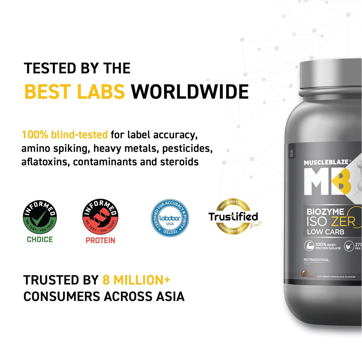 MuscleBlaze Biozyme Iso-Zero Low Carb Whey Protein Isolate - 1 Kg