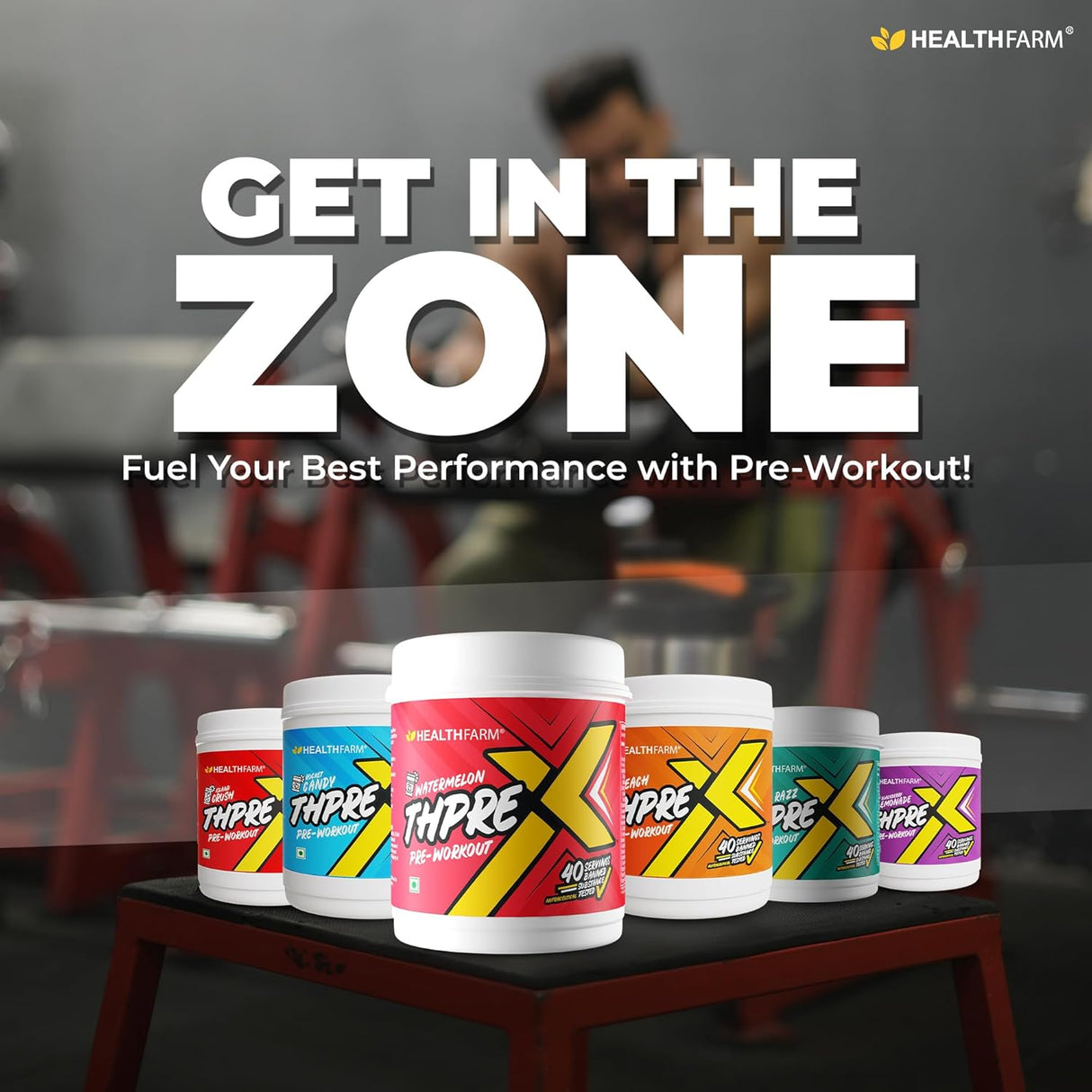 Healthfarm Thpre X Pre-Workout Powder – 40 Servings | Energy, Focus & Hydration Support | 500g