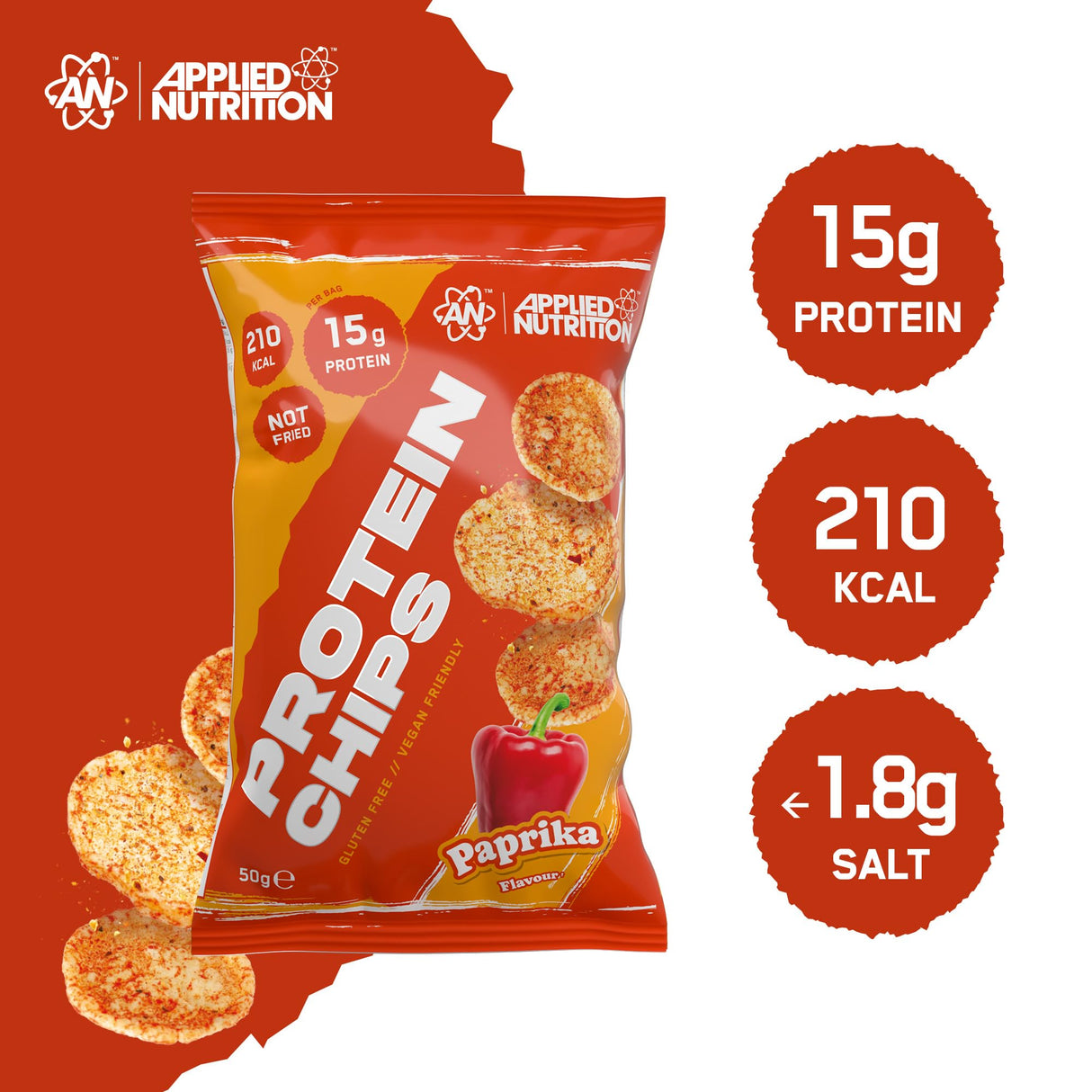 Applied Nutrition Protein Chips | Gluten-Free & Vegan | 15g Protein | 7 x 50g