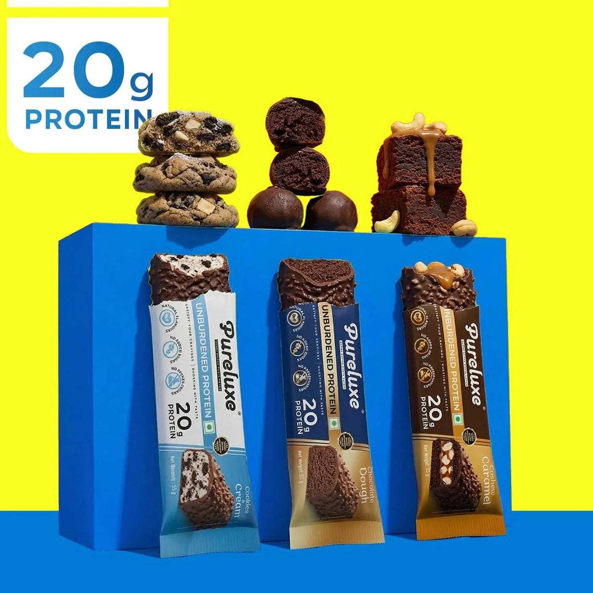 Pureluxe Nutrition Assorted Protein Bars 55g | 20g Protein | Pack of 6