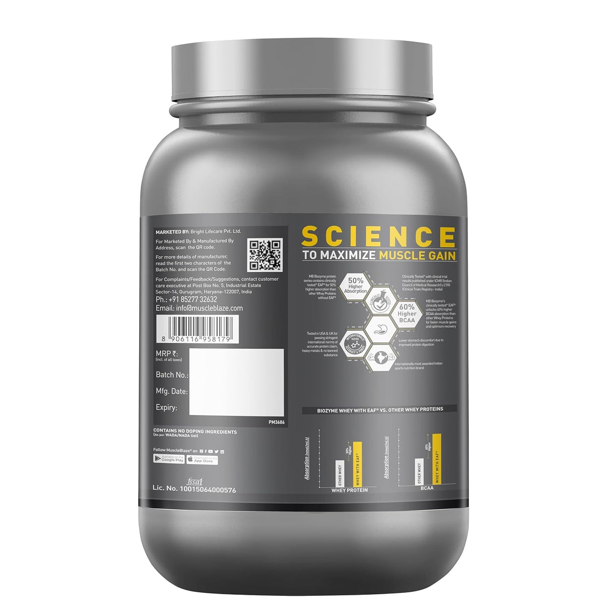 MuscleBlaze Biozyme Iso-Zero Low Carb Whey Protein Isolate - 1 Kg