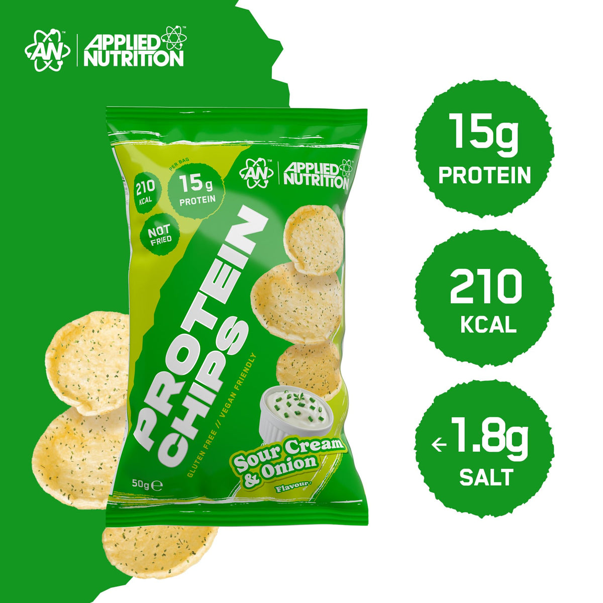 Applied Nutrition Protein Chips | Gluten-Free & Vegan | 15g Protein | 7 x 50g