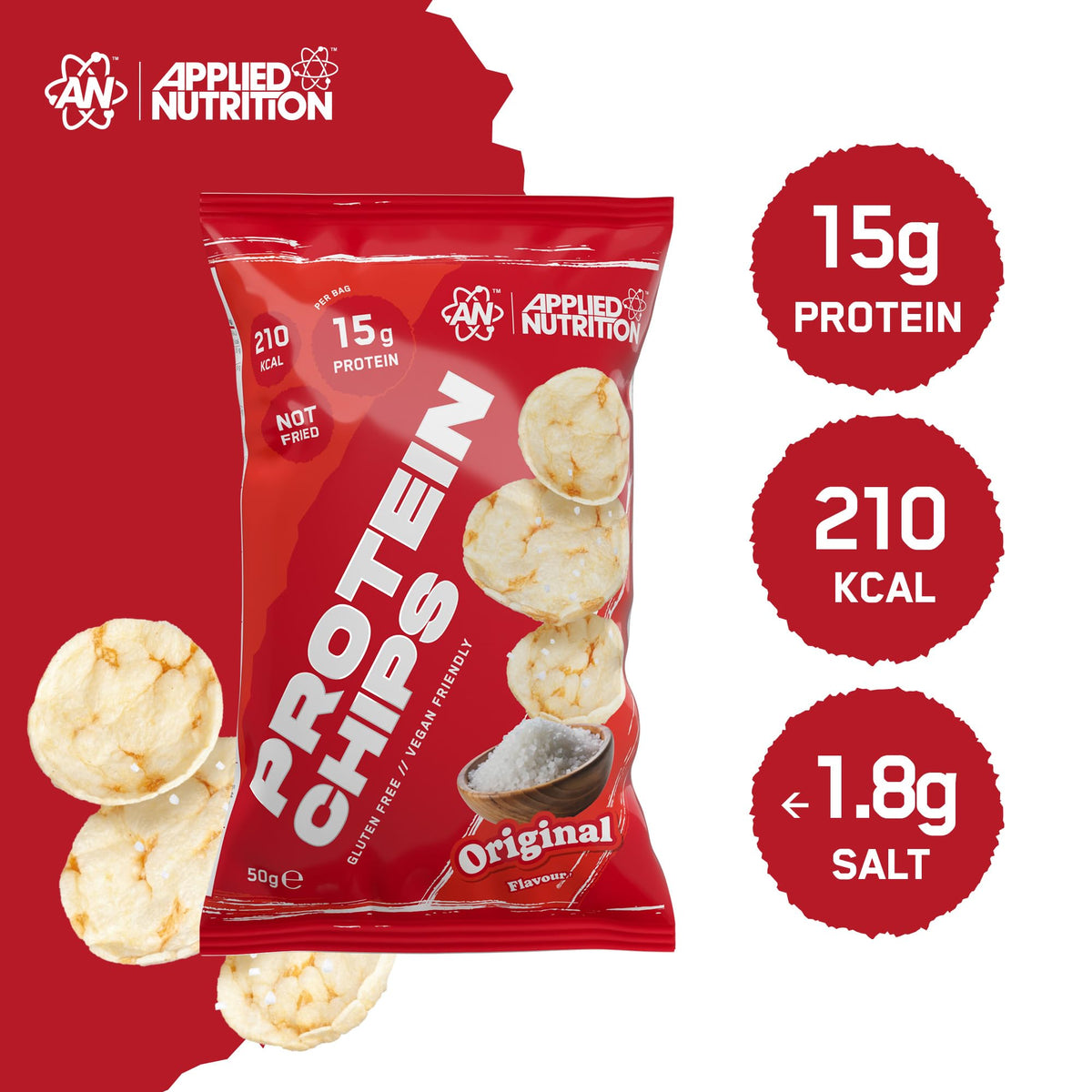 Applied Nutrition Protein Chips | Gluten-Free & Vegan | 15g Protein | 7 x 50g