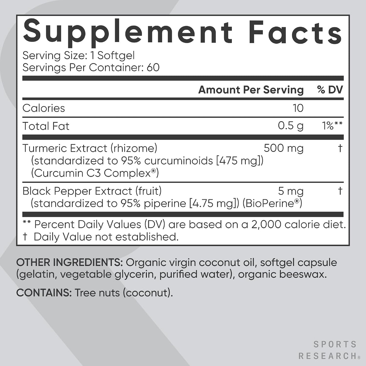 Sports Research Turmeric Curcumin C3 Complex | 500mg | 60 Softgels