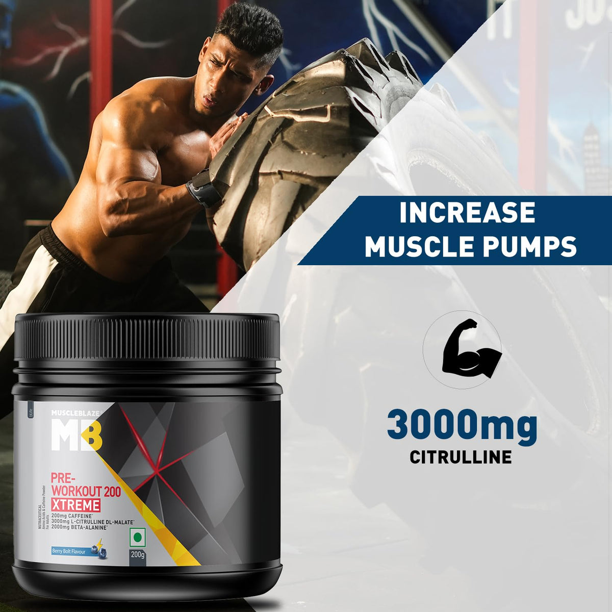 MuscleBlaze PRE Workout 200 Xtreme, 200 g - 30 Servings