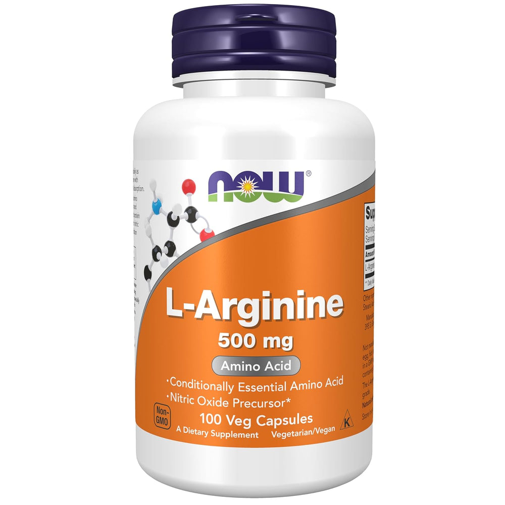 Now Foods L-Arginine 500mg Supplement | 100 Veg Capsules