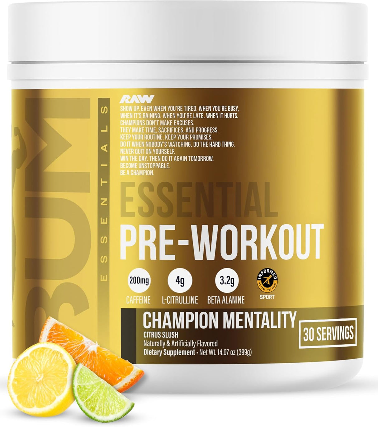 RAW Essential Pre-Workout Powder | Caffeine, L-Citrulline, L-Tyrosine & Beta-Alanine