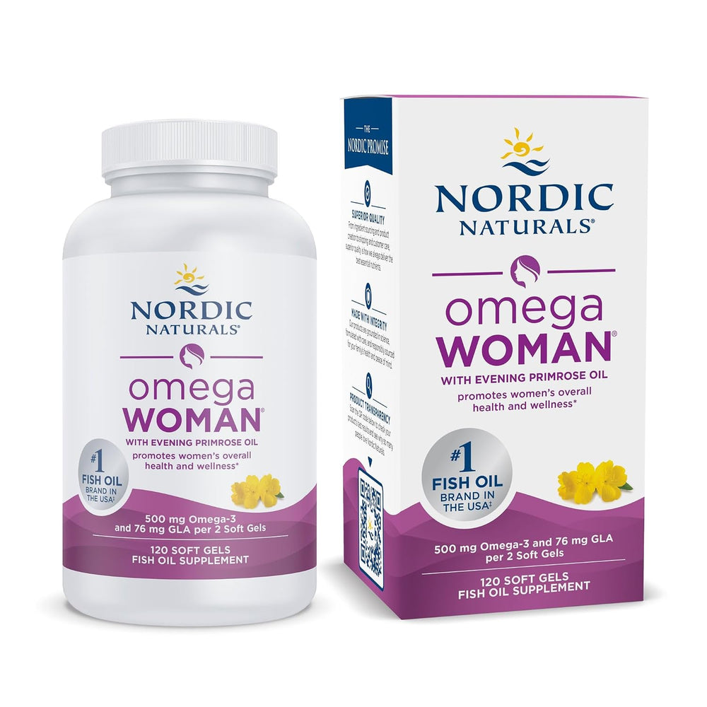 Nordic Naturals Omega Woman | 500mg Omega-3 Fish Oil & GLA | 800mg Evening Primrose Oil | 120 Softgels