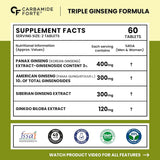Carbamide Forte Triple Ginseng 1000mg Supplement with Ginkgo Biloba | Energy, Focus & Stamina Support