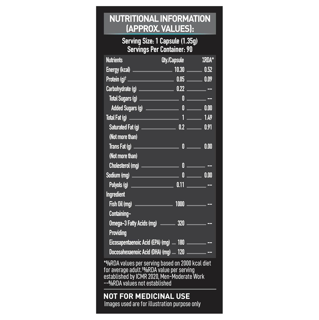 MuscleBlaze Omega 3 Fish Oil, 1000 mg - 90 Servings