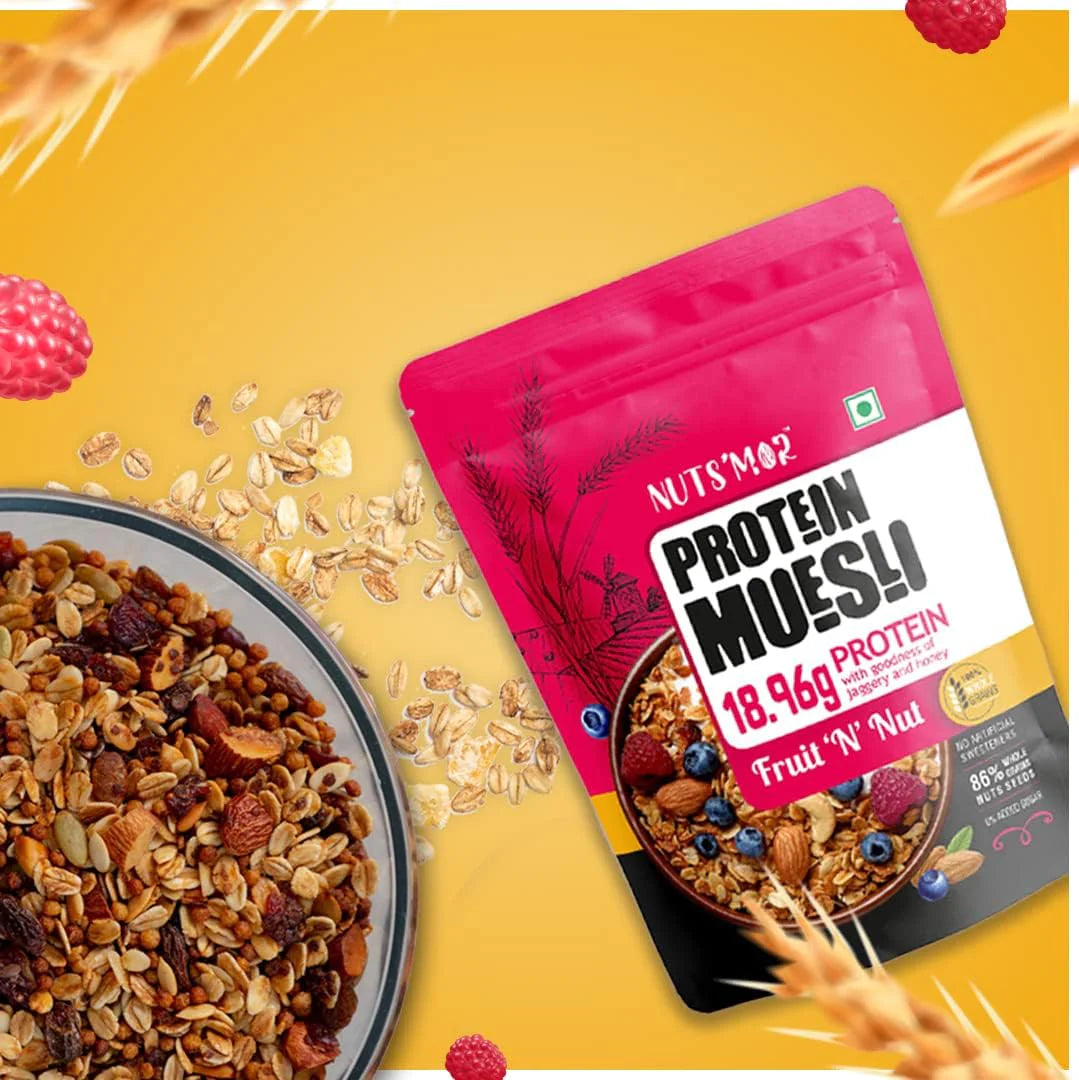 Nuts'Mor Protein Muesli - 900 Gm | 18 Servings (Pack of 2)