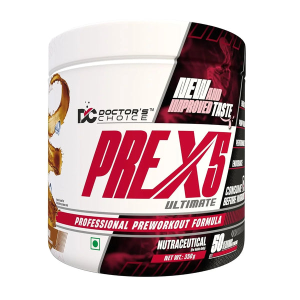 Buy Doctor's Choice PRE X5 pre-workout supplement online at Nutristar, 350g professional formula