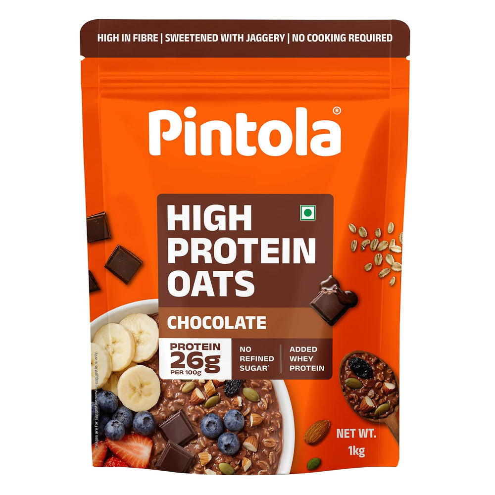 Pintola High Protein Oats Dark Chocolate 1 Kg | 26g Protein |  Breakfast Cereal