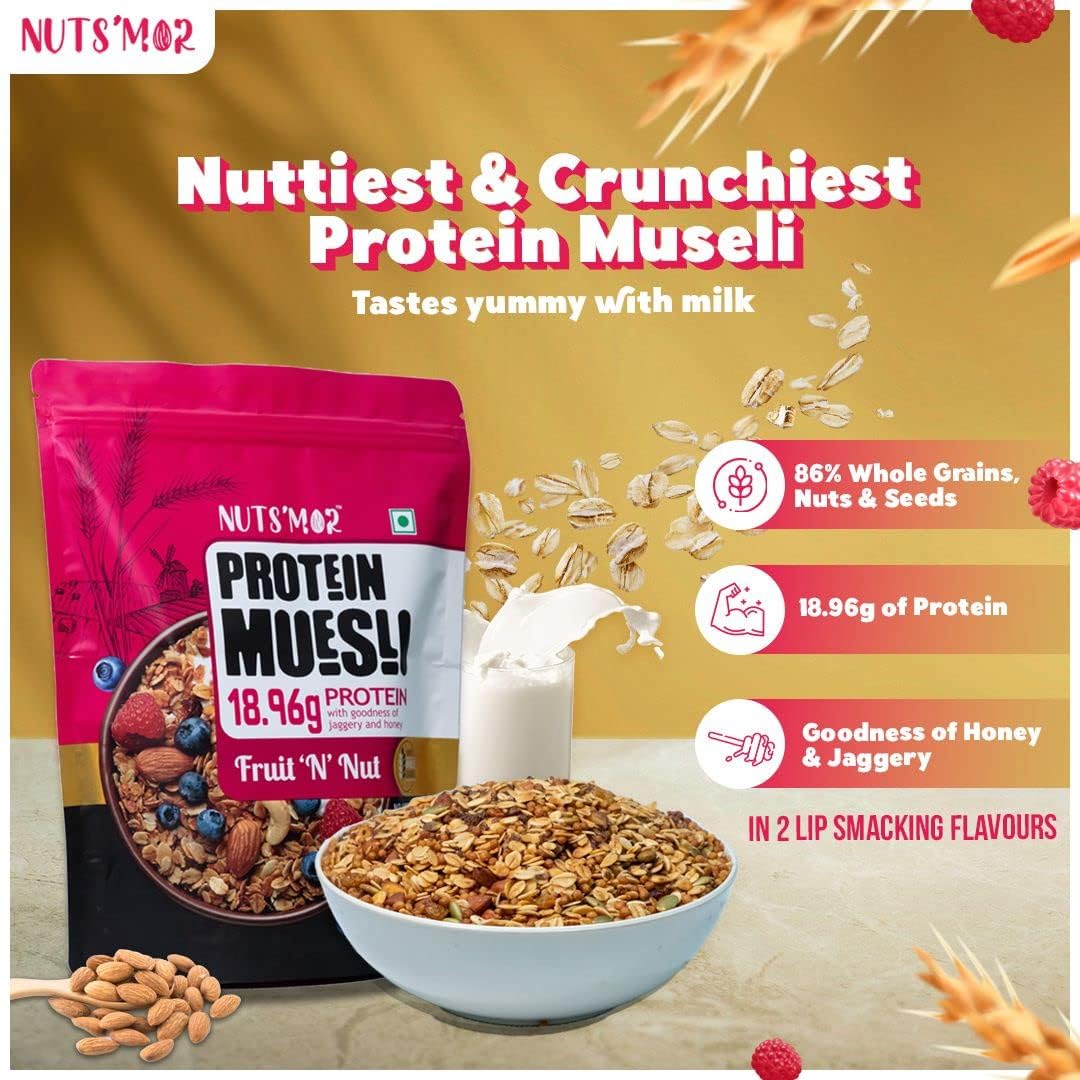 Nuts'Mor Protein Muesli - 900 Gm | 18 Servings (Pack of 2)