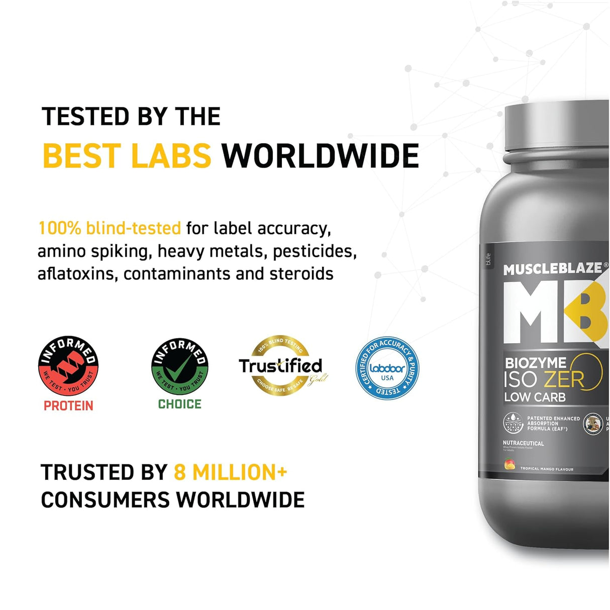 MuscleBlaze Biozyme Iso-Zero Low Carb Whey Protein Isolate - 1 Kg