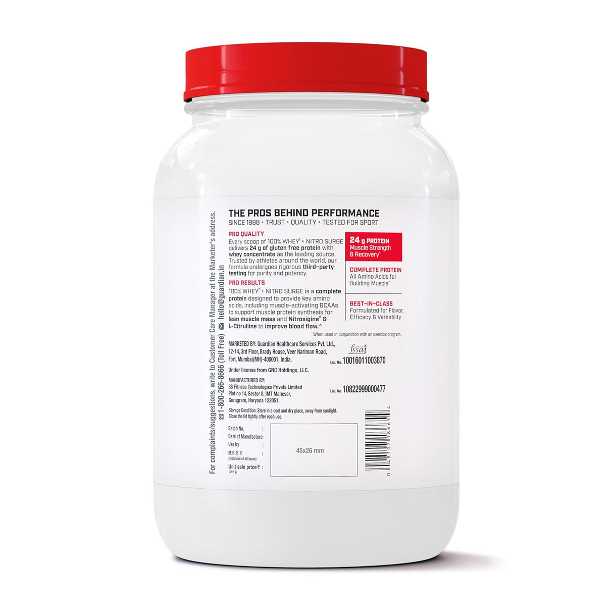 GNC 100% Whey Protein with Nitro Surge, 24g Protein per Scoop | Nitrosigine & L-Citrulline | USA Formulated | 2 Lbs