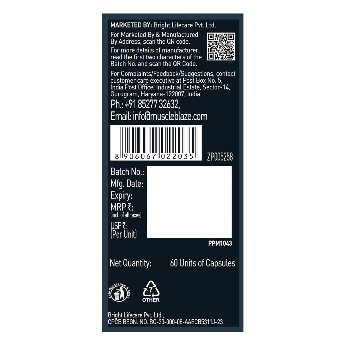 MuscleBlaze L-Carnitine L-Tartrate - 60 Capsules