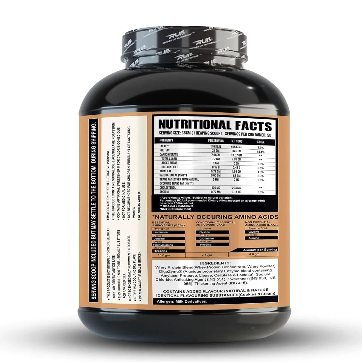 Ripped Up Nutrition Muscle Whey | 24g Protein, Low Carb Formula | 1.8 Kg, 50 Servings