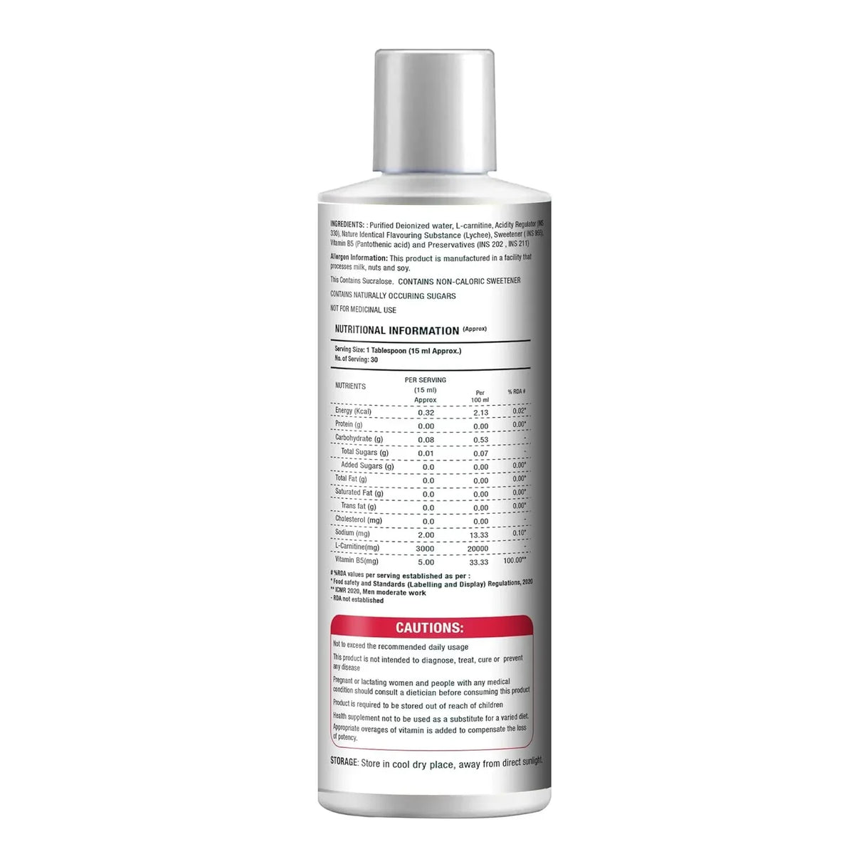 Food Strong L-Carnitine 3000 mg Liquid - 450 Ml