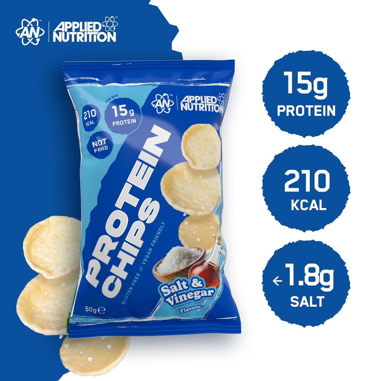 Applied Nutrition Protein Chips | Gluten-Free & Vegan | 15g Protein | 7 x 50g