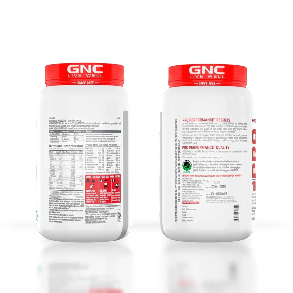 GNC Pro Performance 100% Whey Protein 2 Lbs + Nutristar Micronized CREA Gold Creatine Monohydrate 250g (83 Servings) - Lean Muscle Starter Stack